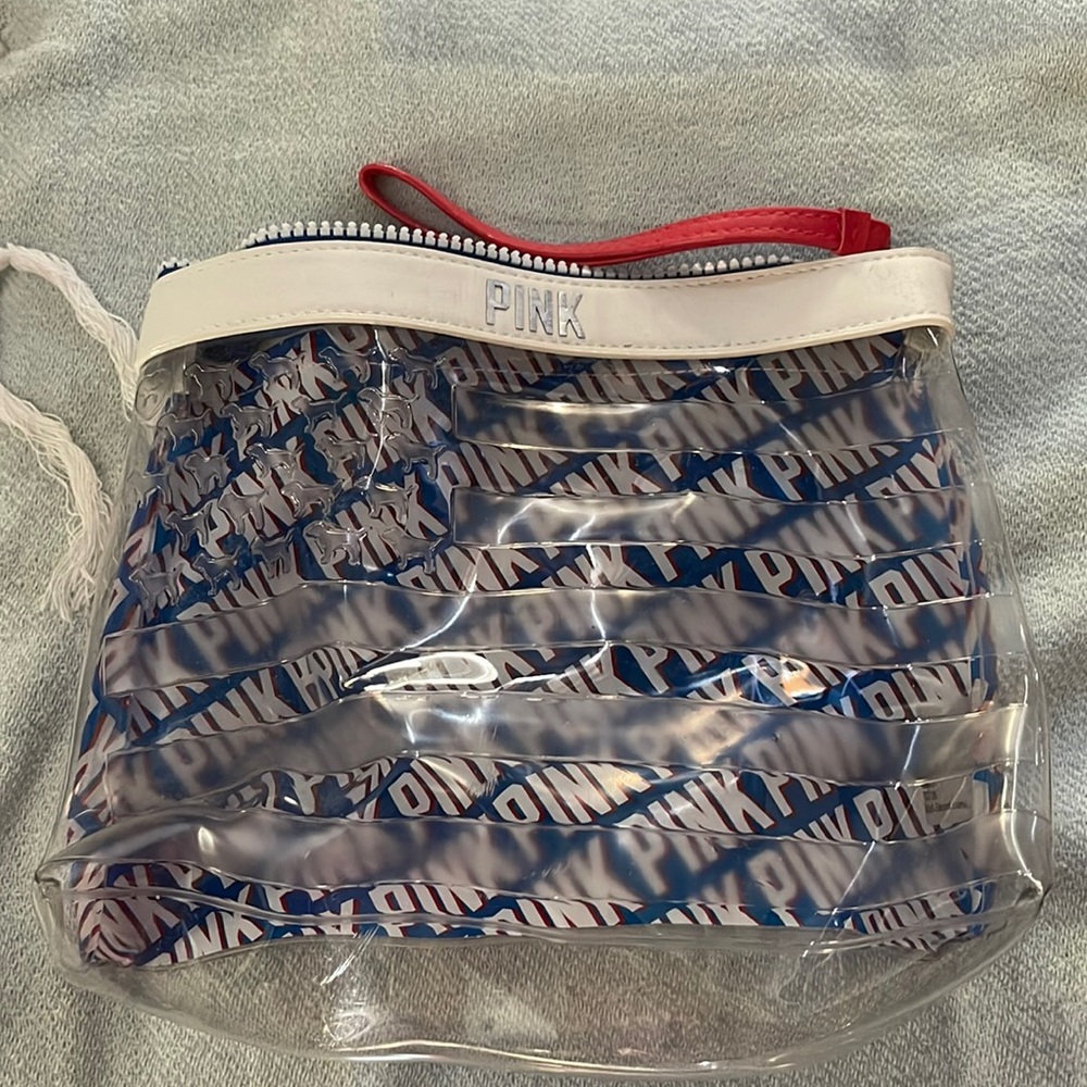 Vs pink plastic makeup bag